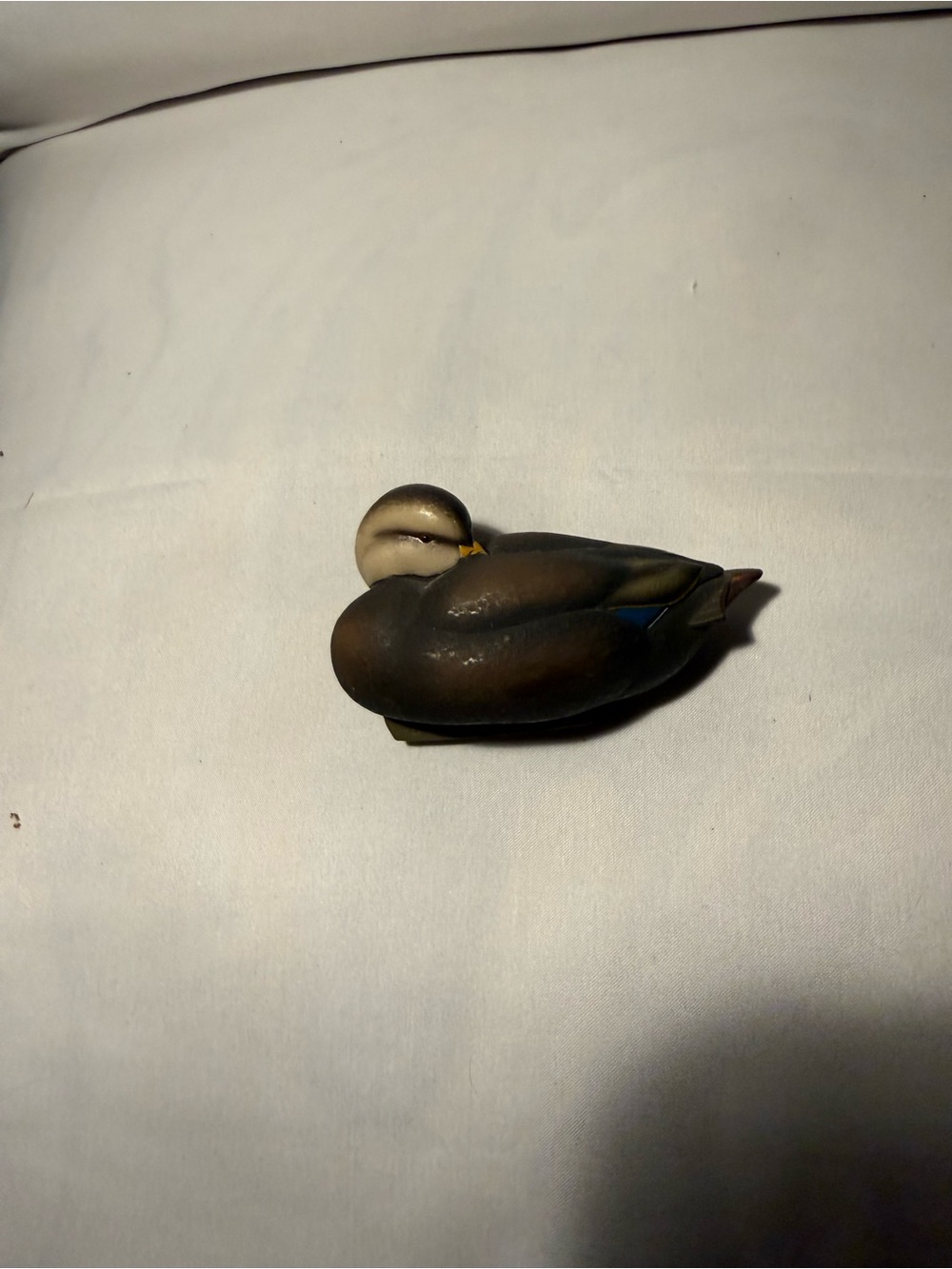Brown and Cream Sleeping Duck Figurine - Decoy